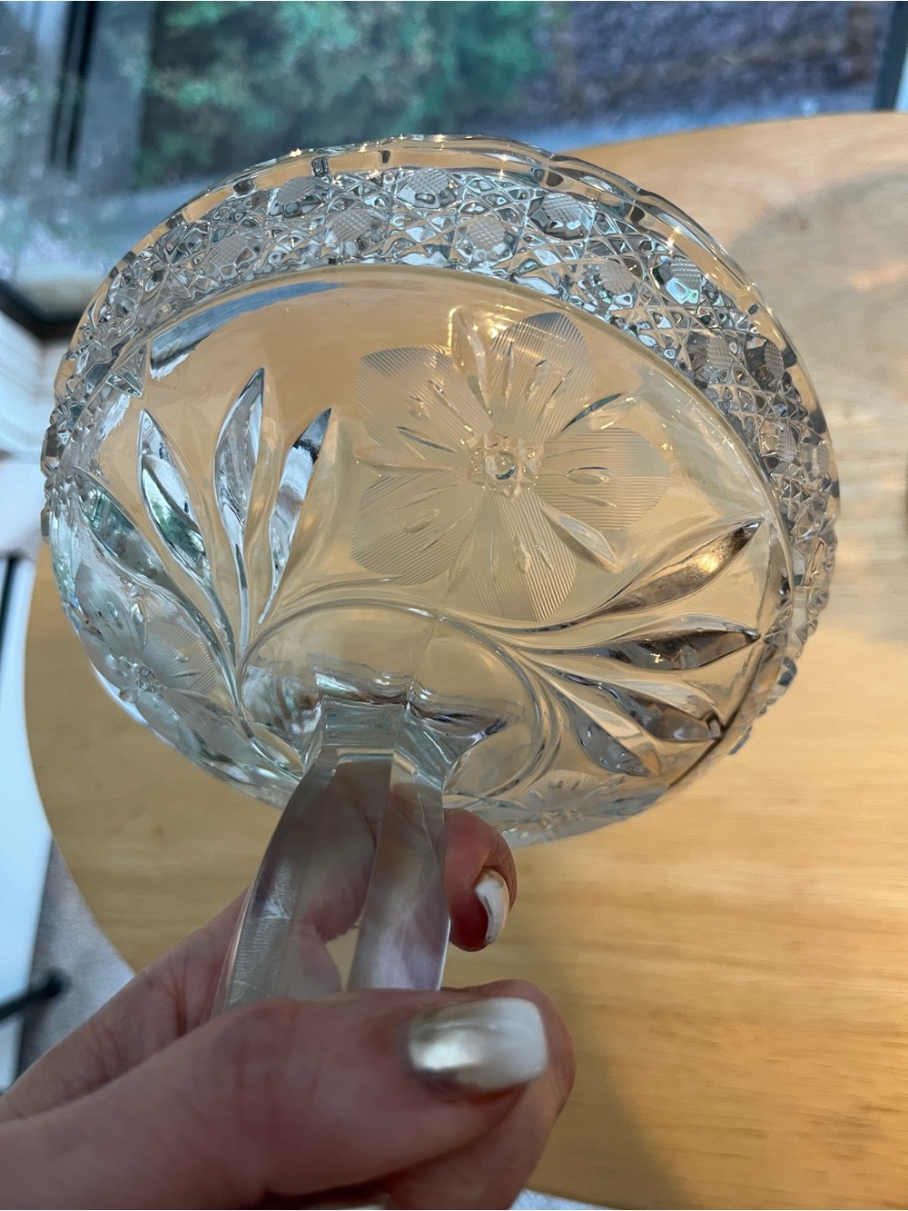 Vintage Cut Crystal Pedestal Compote Pair - Clear Glass - Picture 5 of 6